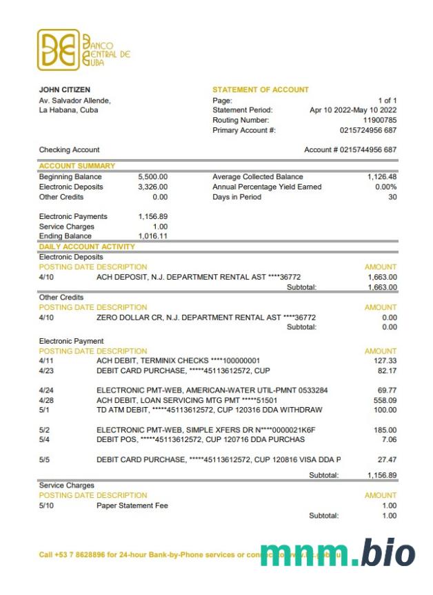 Chorwacja Zagrebačka szablon wyciągu bankowego w programie Word i PDF